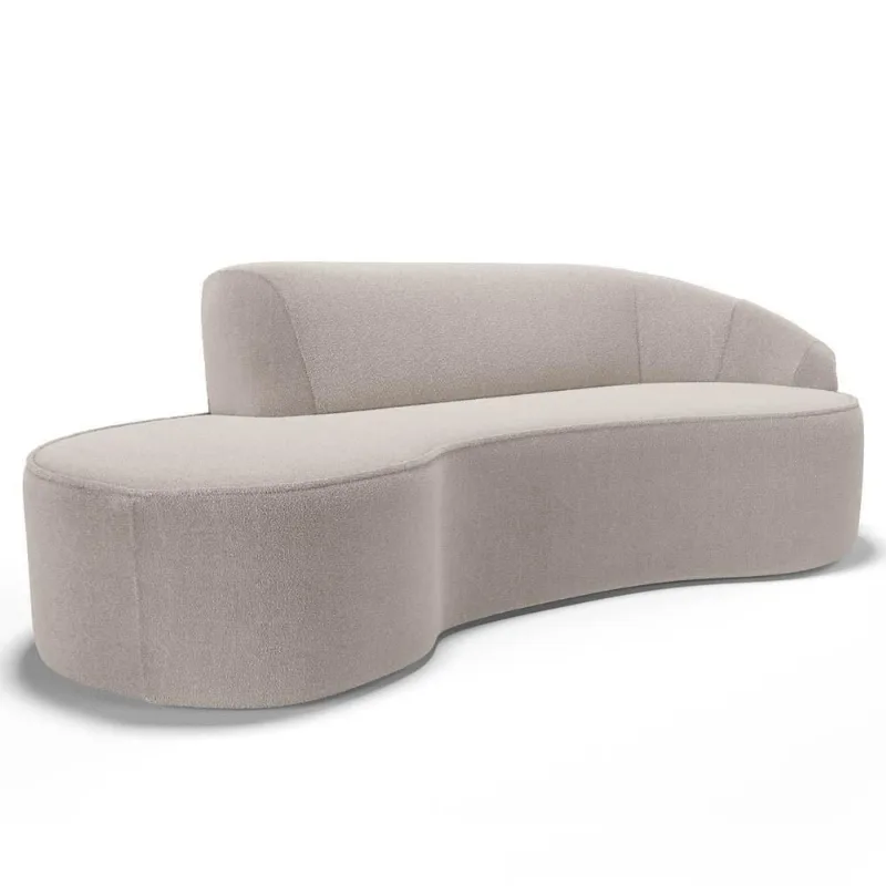 Sofá Living 3 Lugares 230cm Braço Direito Mozart D06 Bouclê Bege - Mpozenato