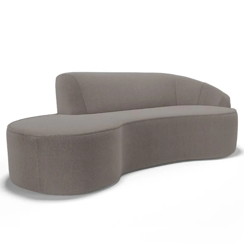 Sofá Living 3 Lugares 230cm Braço Direito Mozart D06 Bouclê Bege Escuro - Mpozenato