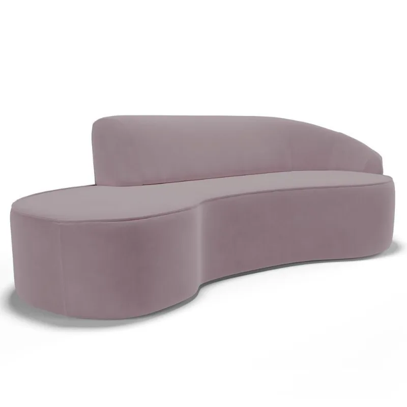 Sofá Living 4 Lugares 280cm Braço Direito Mozart D06 Veludo Rosê - Mpozenato