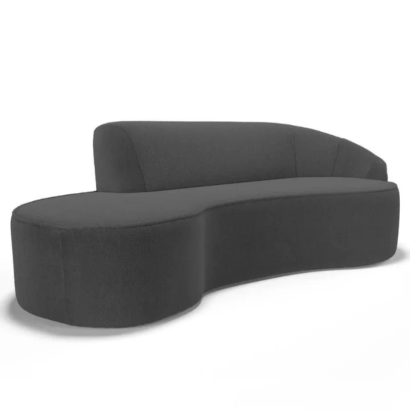 Sofá Living 4 Lugares 300cm Braço Direito Mozart D06 Bouclê Chumbo - Mpozenato