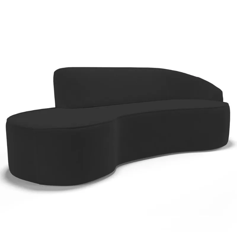 Sofá Living 4 Lugares 300cm Braço Direito Mozart D06 Veludo Preto - Mpozenato