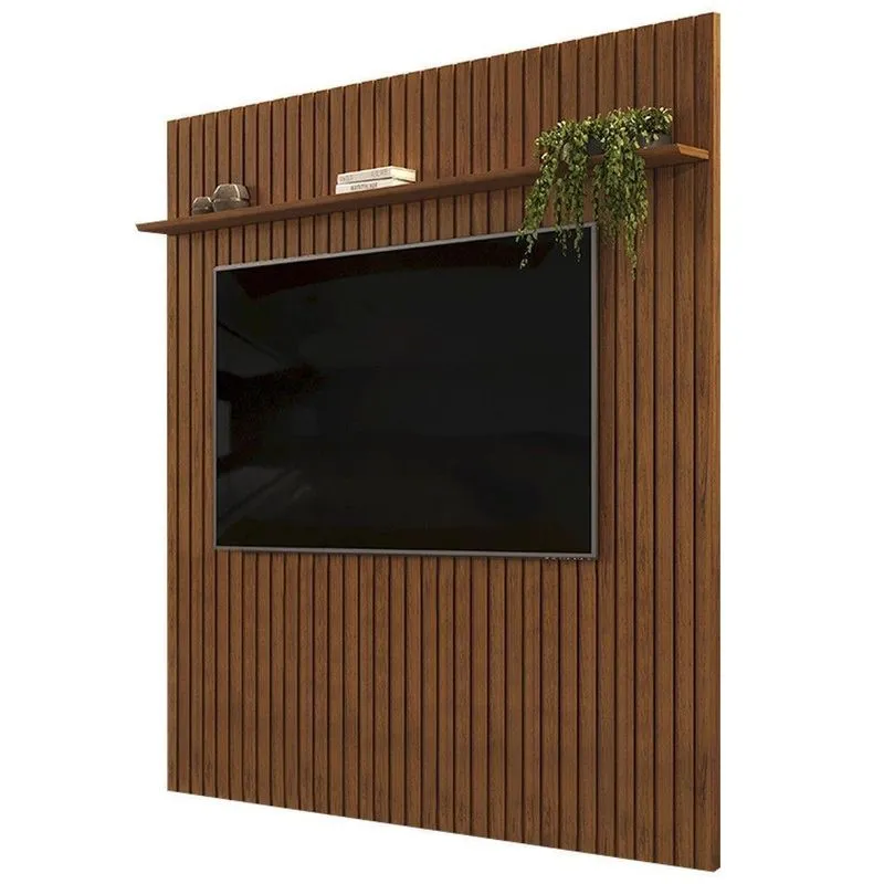 Painel Para Tv 75 Polegadas Ripado 223x240cm Pratisk D04 Freijó - Mpozenato