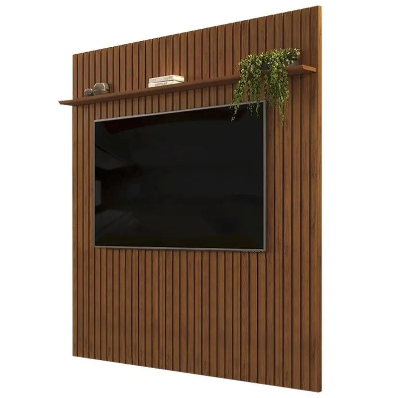 Painel Para Tv 75 Polegadas Ripado 275x240cm Pratisk D04 Freijó - Mpozenato