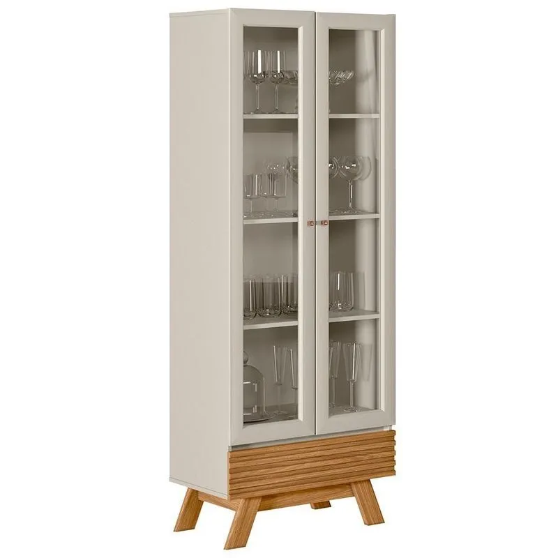 Cristaleira 2 Portas Com Gaveta Marcela L06 Nature/off White - Mpozenato