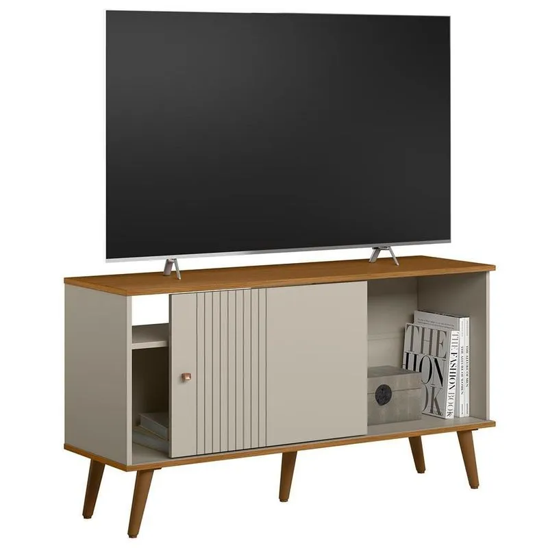 Rack Bancada De Tv 50 Polegadas Rebu L06 Nature/off White - Mpozenato