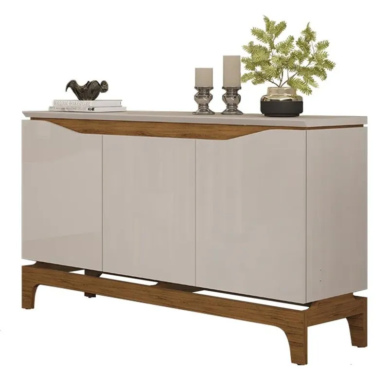 Balcão Buffet Para Sala De Jantar 3 Portas 139cm Alice D04 Freijó/off White - Mpozenato