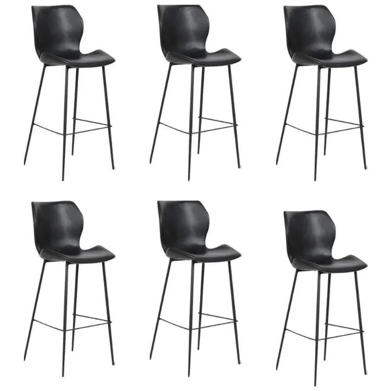 Kit 6 Banquetas Alta Com Encosto Para Bancada Cozinha Penha R02 Sintético Preto - Mpozenato