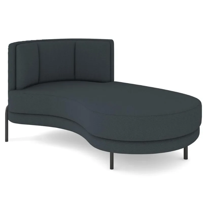 Chaise Longue Divã 164cm Braço Esquerdo Logus D06 Bouclê Chumbo - Mpozenato