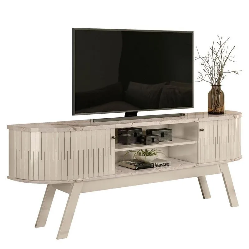 Rack Bancada Para Tv 75 Pol 183cm Alícia M01 Calacata/off White - Mpozenato