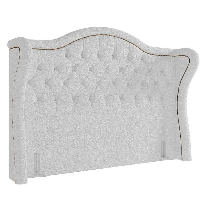 Cabeceira Cama Box Casal King 195cm Antibes P02 Boucle Branco - Mpozenato