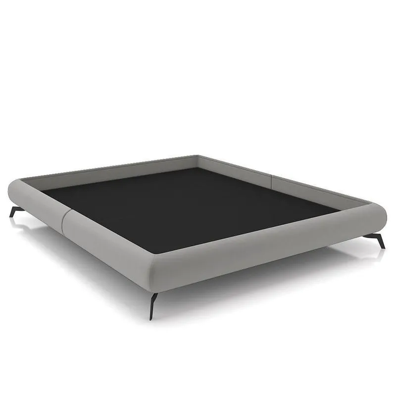 Cama Casal Base Box 138x188cm Pés De Ferro Cold P02 Veludo Cinza - Mpozenato
