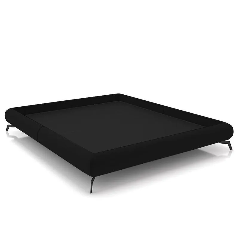 Cama Casal Base Box 138x188cm Pés De Ferro Cold P02 Veludo Preto - Mpozenato