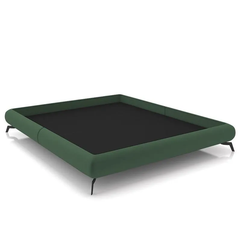 Cama Casal Base Box 138x188cm Pés De Ferro Cold P02 Veludo Verde - Mpozenato