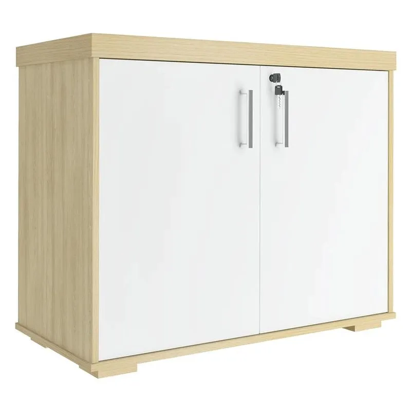 Balcão Para Escritório 90cm 2 Portas Corp A06 Carvalho/branco - Mpozenato
