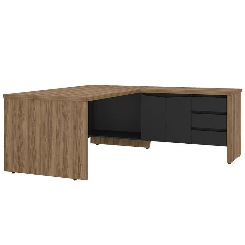 Mesa Para Escritório Em L 180x190cm Tamburato Corp A06 Nogal-preto - Mpozenato