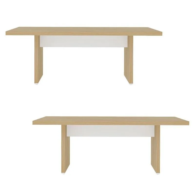 Kit 2 Mesas De Escritório Reunião 200cm Corp A06 Carvalho/branco - Mpozenato