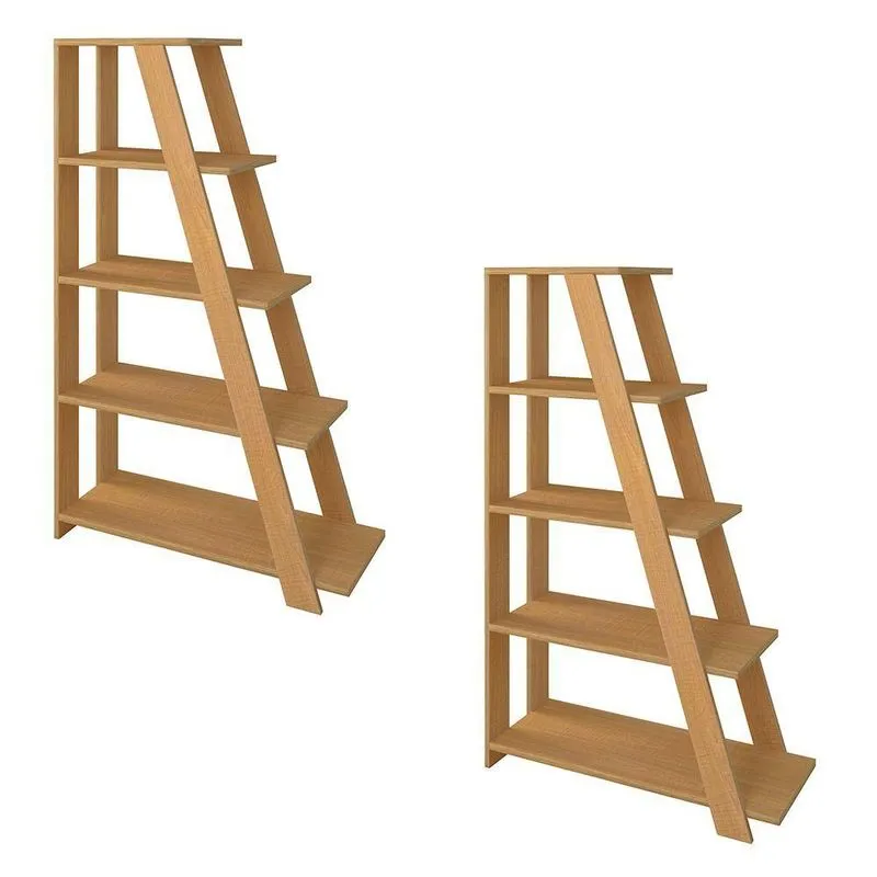 Kit 2 Estante Multiuso Decorativa 5 Prateleiras Stela A06 Freijó - Mpozenato