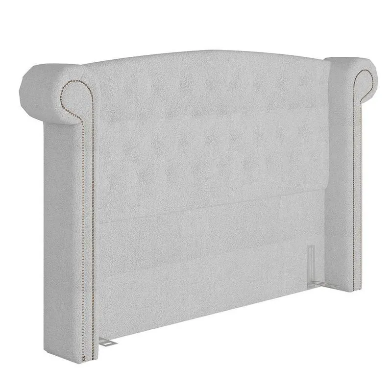 Cabeceira Cama Box King 195cm Provença P02 Bouclé Branco - Mpozenato