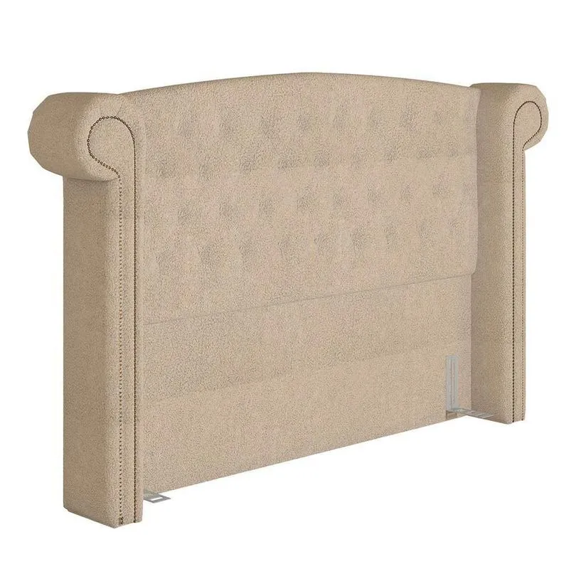 Cabeceira Cama Box King 195cm Provença P02 Bouclé Bege - Mpozenato