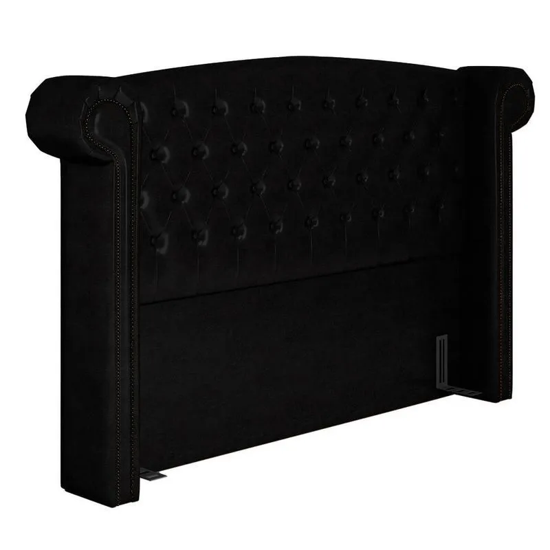Cabeceira Cama Box King 195cm Provença P02 Sintético Preto - Mpozenato