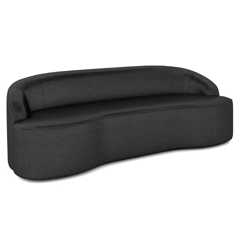 Sofá 3 Lugares Para Sala De Estar Living 210cm Theo D06 Sintético Preto - Mpozenato