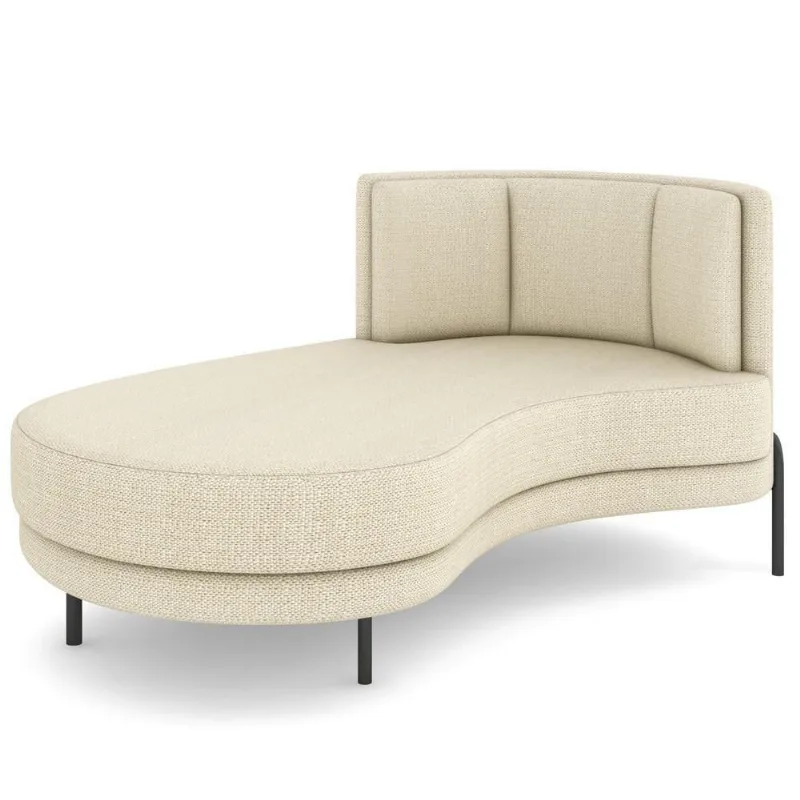 Chaise Longue Divã 164cm Braço Direito Logus D06 Linho Creme - Mpozenato
