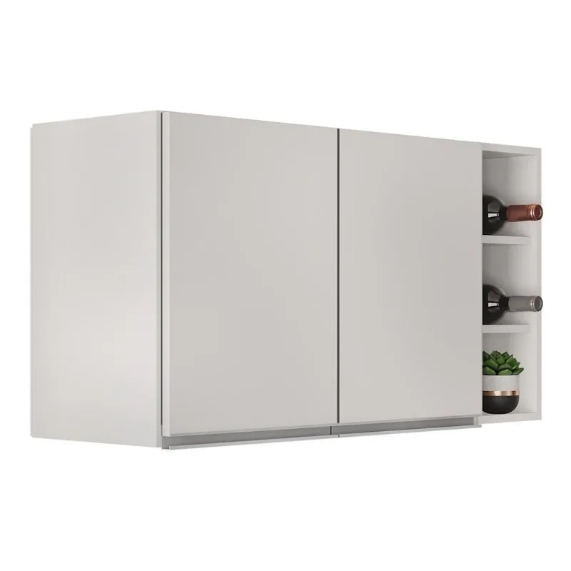 Armário De Cozinha Aéreo Califórnia 100cm E Nicho Garrafeiro Branco - Lumil