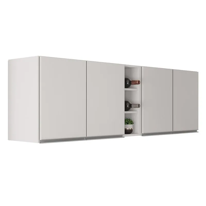 Armário de Cozinha Aéreo Califórnia Kit 2 e Nicho Adega Riad 180cm Branco - Lumil