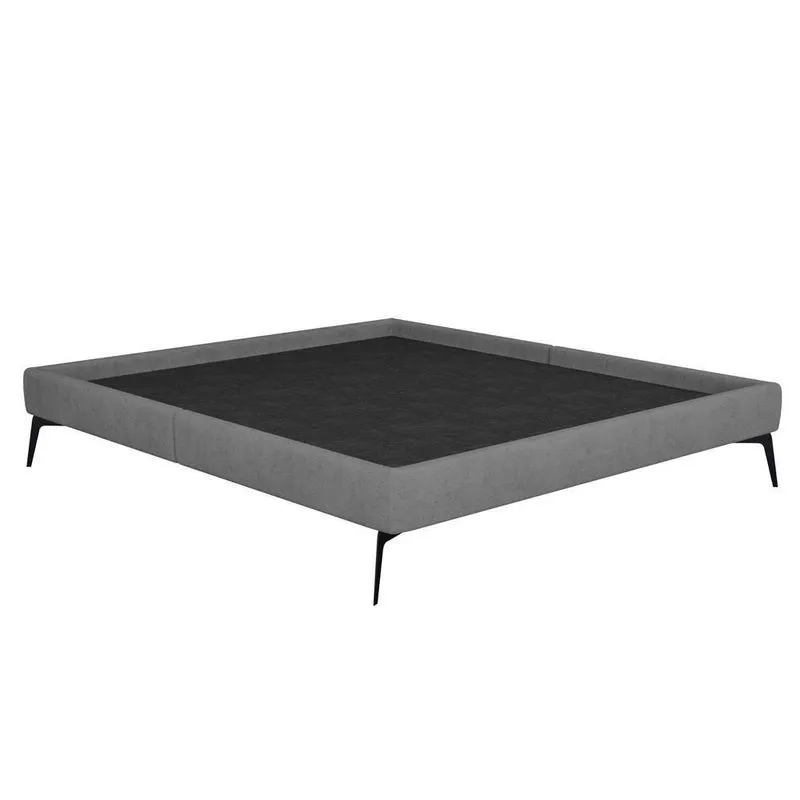 Cama Casal 145cm Pés Metálicos Elisa S05 Veludo Cinza - Mpozenato