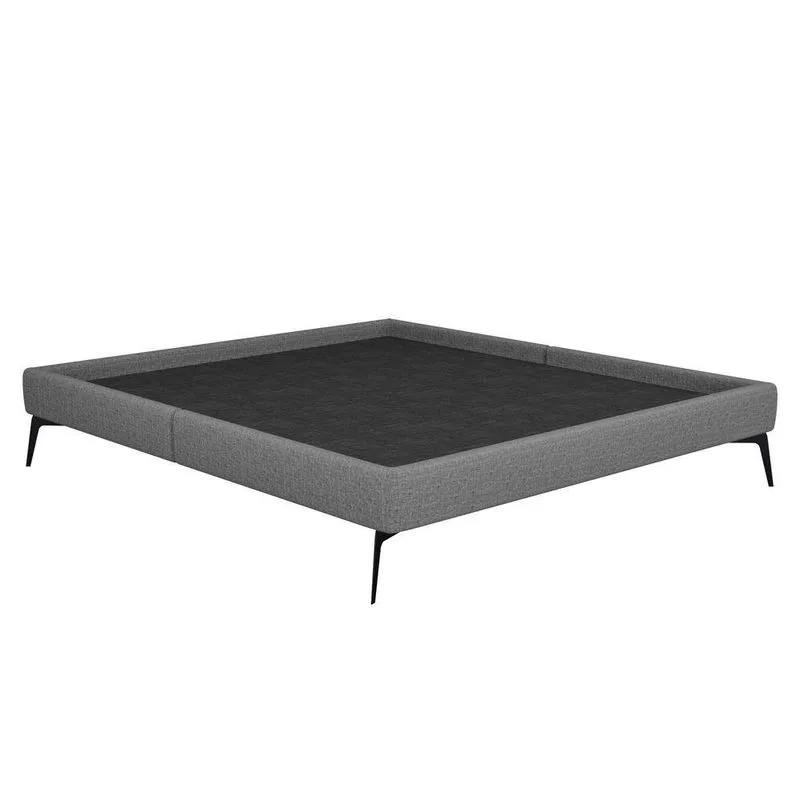 Cama Casal Queen 165cm Pés Metálicos Elisa S05 Linho Cinza