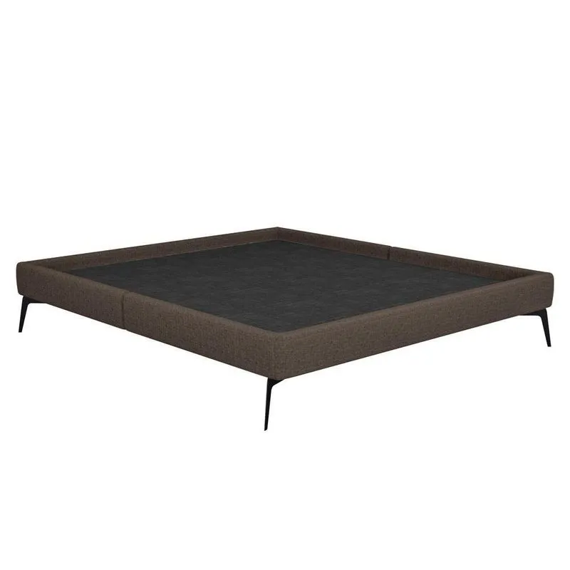 Cama Casal Queen 165cm Pés Metálicos Elisa S05 Linho Marrom - Mpozenato