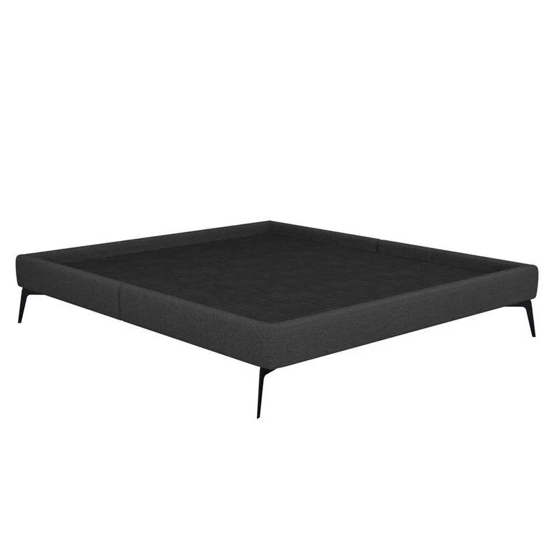 Cama Casal King 199cm Pés Metálicos Elisa S05 Linho Preto