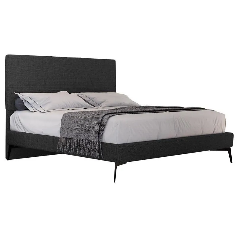 Cama Casal King Com Cabeceira 199cm Pés Metálicos Elisa S05 Linho Preto - Mpozenato