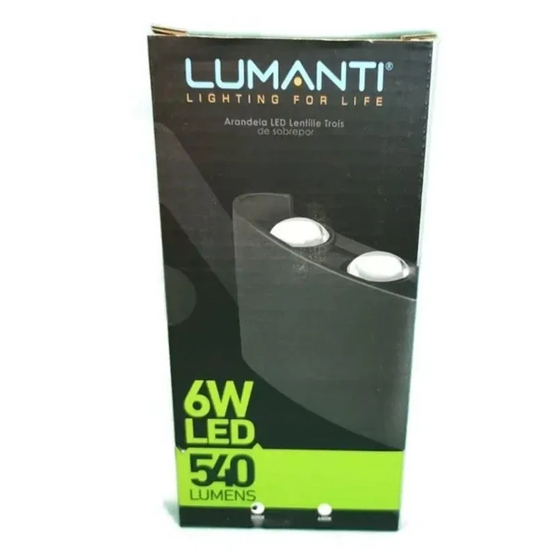 Arandela Lentille Trois Sobrepor 3 Pontos Preto IP65 Bivolt Lumanti
