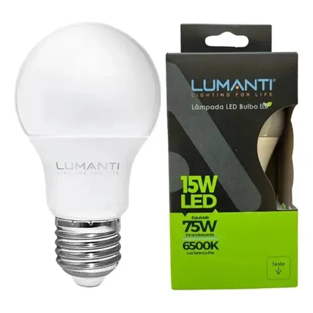 Lâmpada LED Bulbo Lumanti A60 15W 6500K 1311 Lúmens E27 Autovolt | Lojão Total
