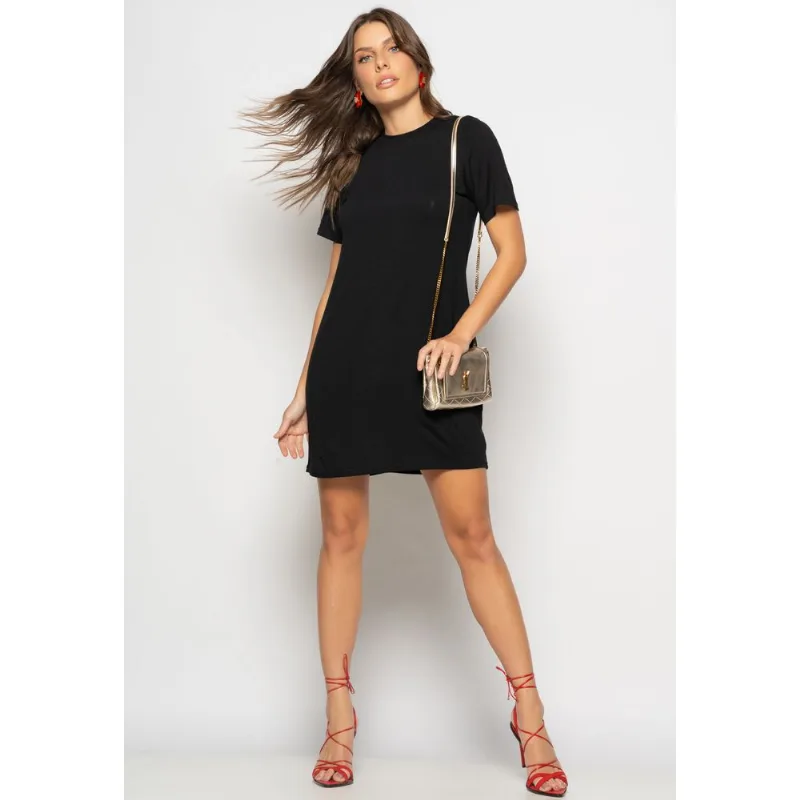 Vestido Curto Gola Redonda Preto Salvatore Tamanho P