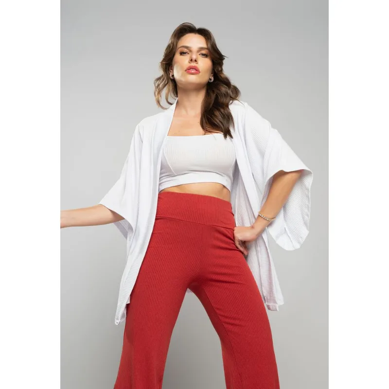 Kimono Canelado Branco Salvatore Tamanho M