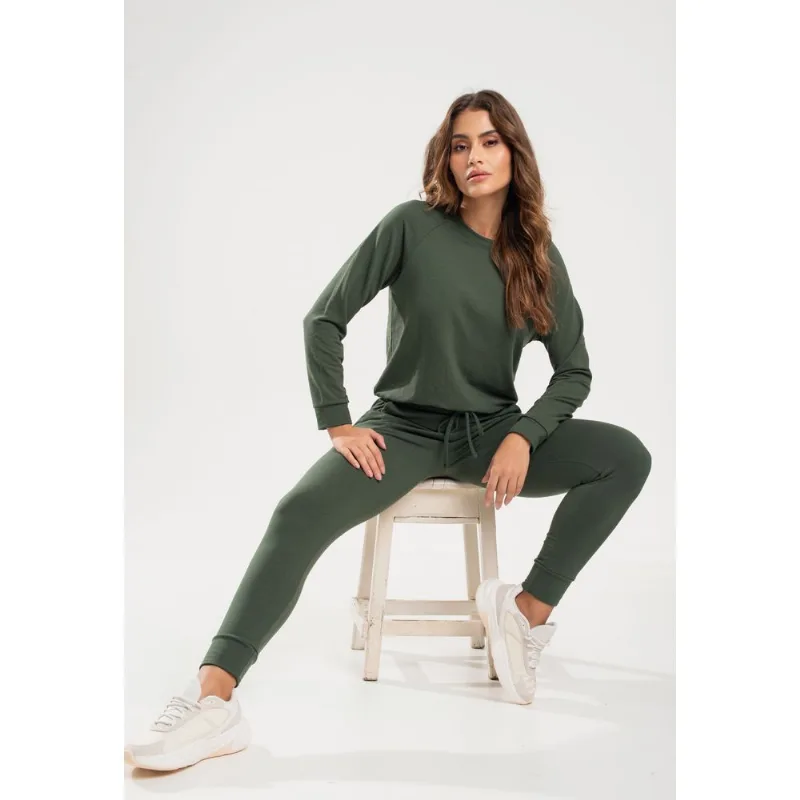 Conjunto De Moletinho Com Casaco Gola Canoa E Calça Jogger Verde Salvatore Tamanho M
