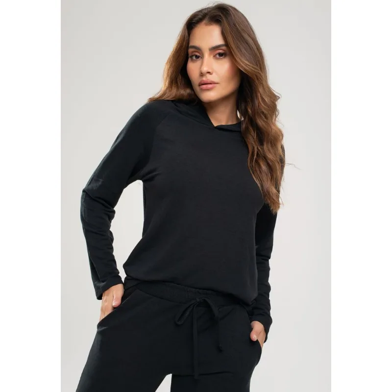 Casaco Comfy Com Capuz Moletinho Preto Salvatore Tamanho G