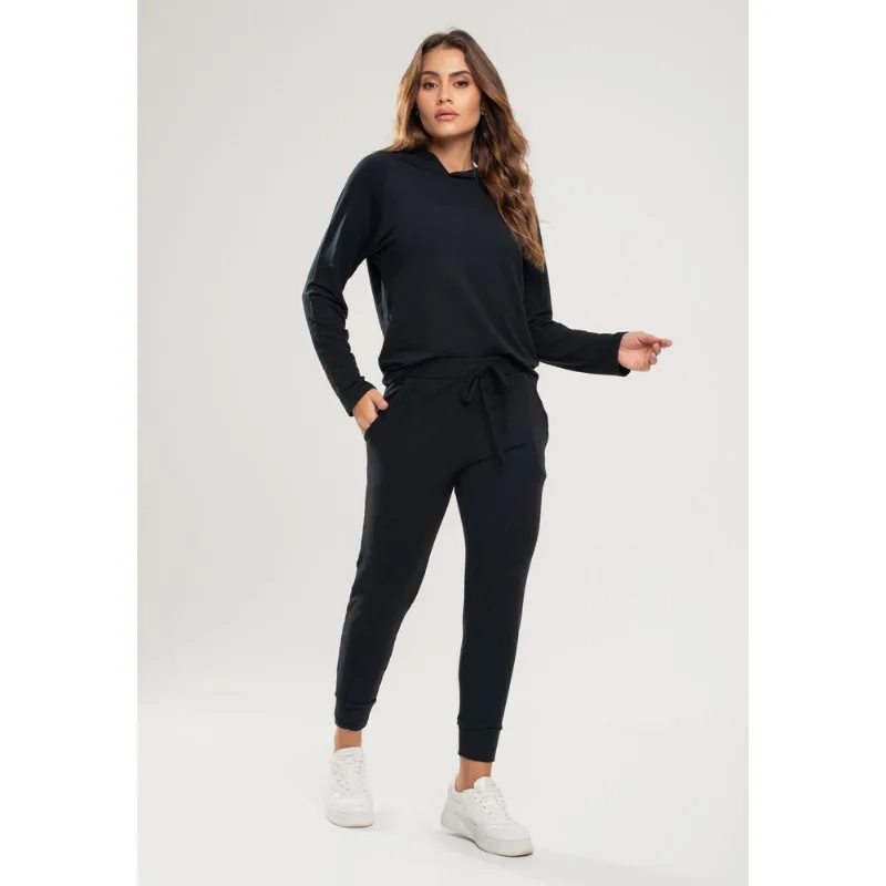 Calça Comfy Jogger Moletinho Preta Salvatore Tamanho M