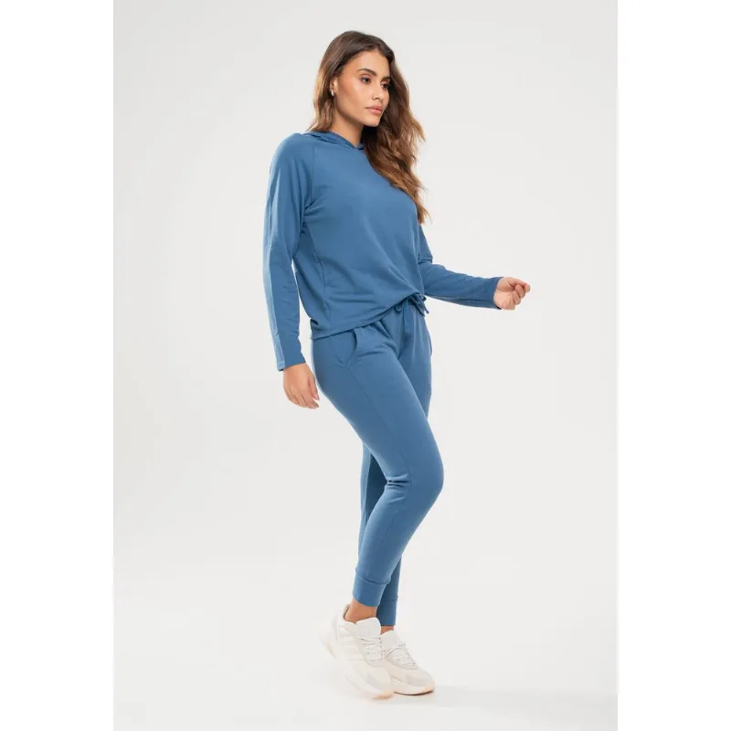 Conjunto De Moletinho Com Casaco Capuz E Calça Jogger Azul Salvatore Tamanho P