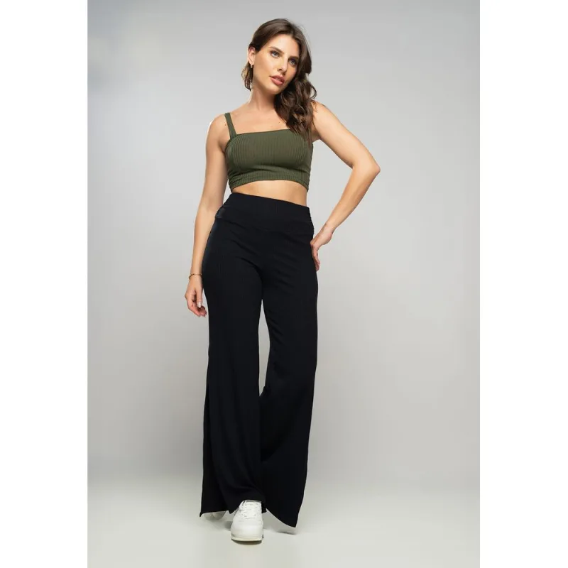 Cropped Top Faixa Comfy Malha Canelada Verde Salvatore Tamanho G