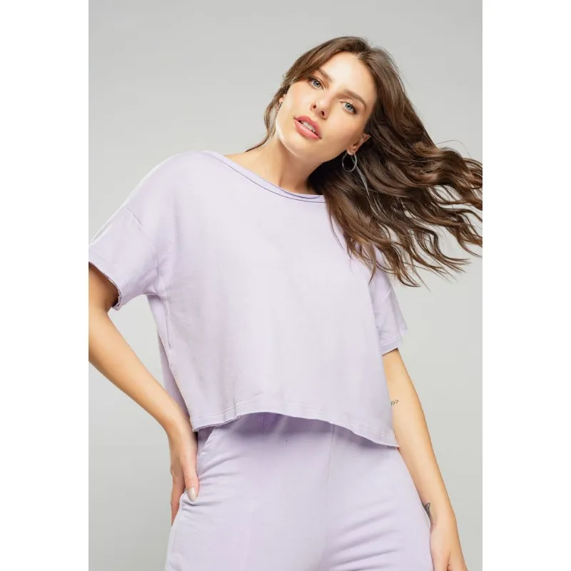 Cropped Amplo Malha Comfort Lilás Salvatore Tamanho M