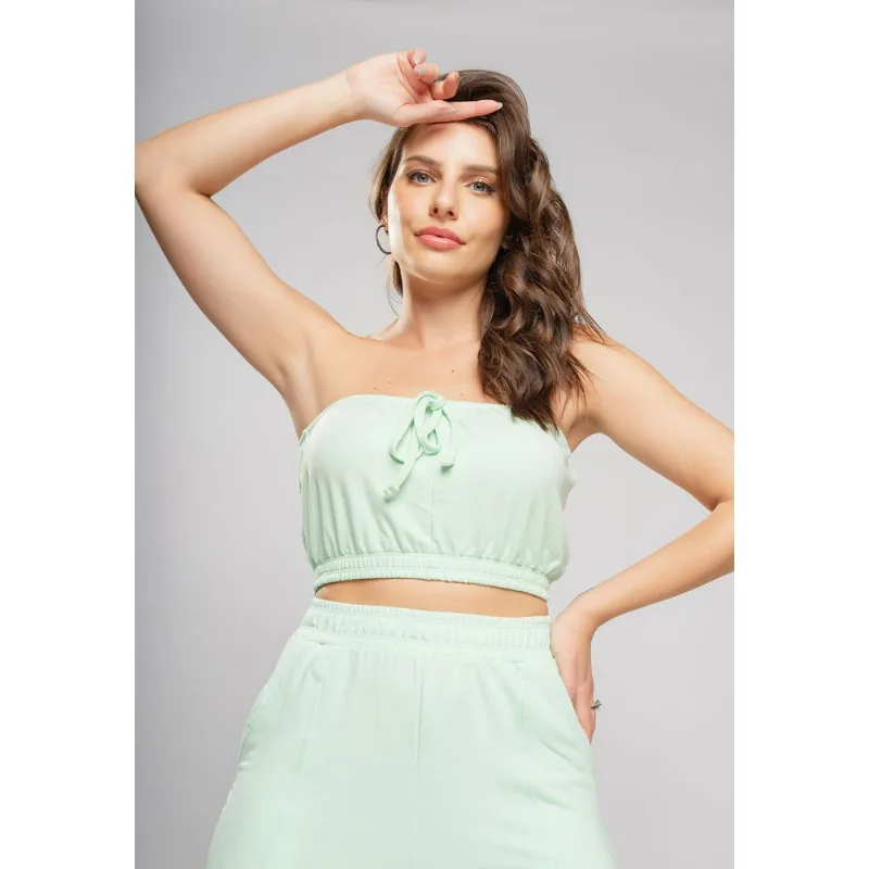 Cropped Tomara Que Caia Malha Comfort Verde Salvatore Tamanho M