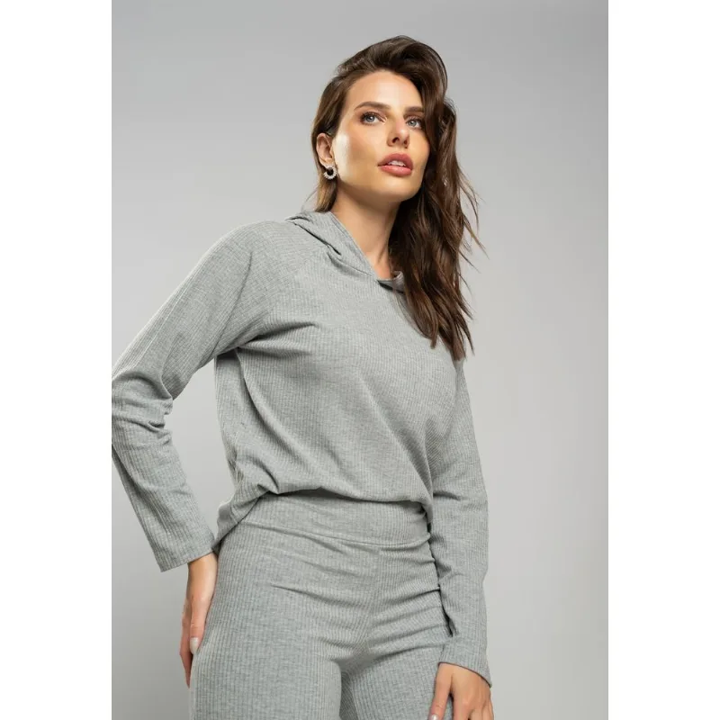 Casaco Comfy Malha Canelada Com Capuz Mescla Salvatore Tamanho P
