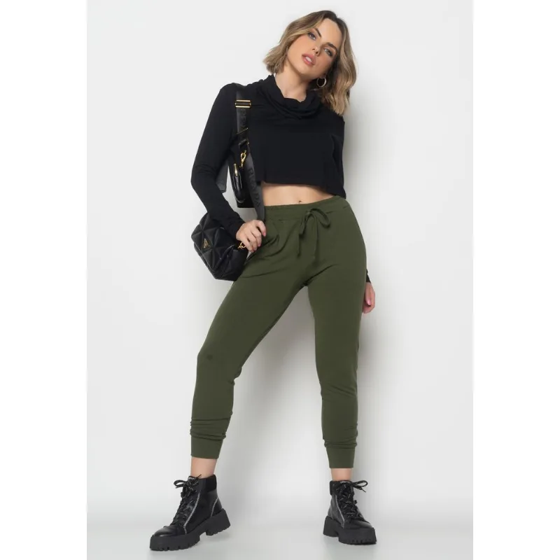 Cropped Golão Manga Longa Malha Preto Salvatore Tamanho P