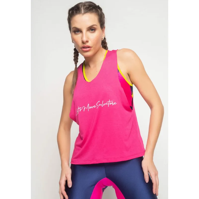 Regata Esportiva Let's Move Malha Rosa Salvatore Tamanho M