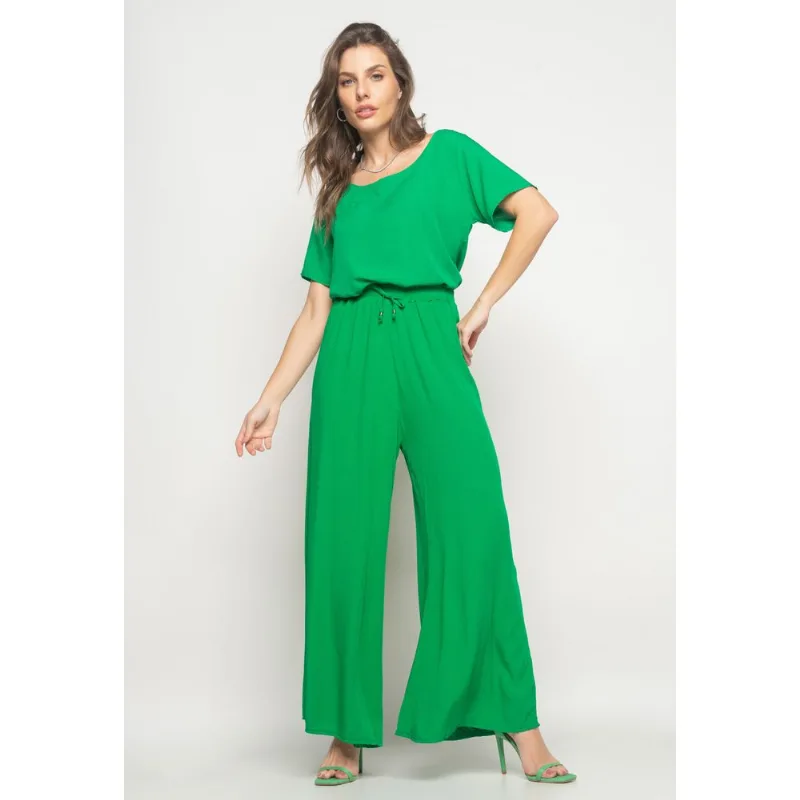 Calça Pantalona Evasê Viscolinho Verde Salvatore Tamanho P