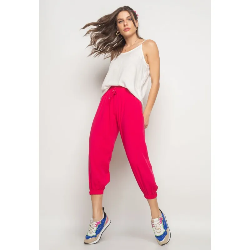 Calça Jogger Viscolinho Rosa Salvatore Tamanho P