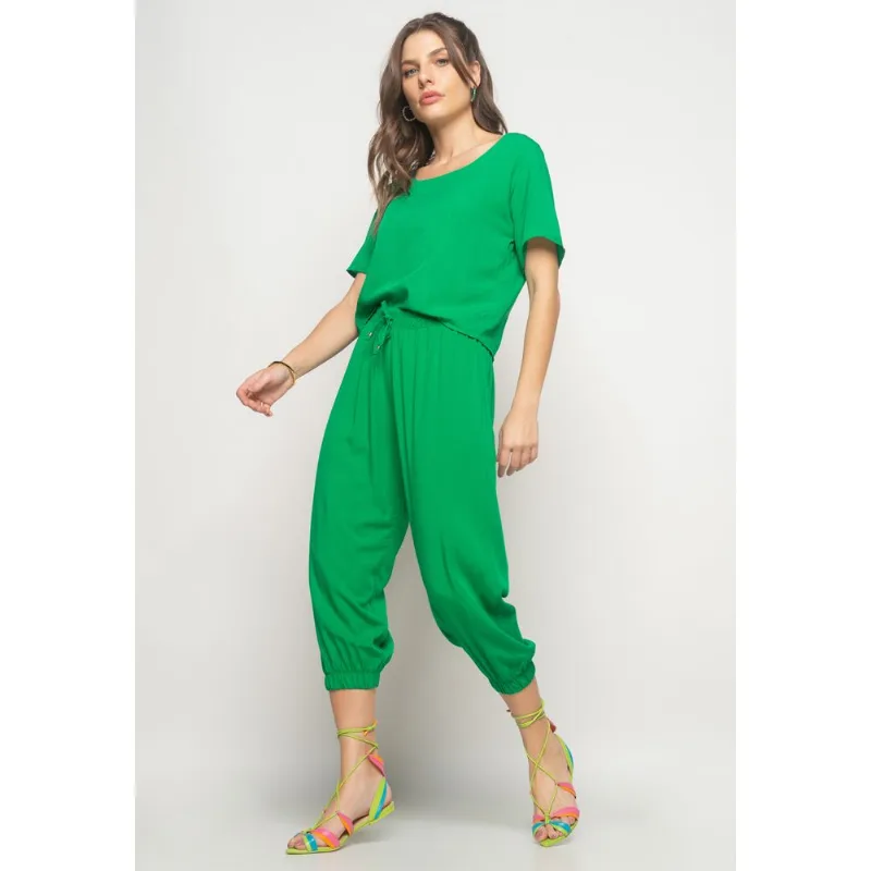 Calça Jogger Viscolinho Verde Salvatore Tamanho G
